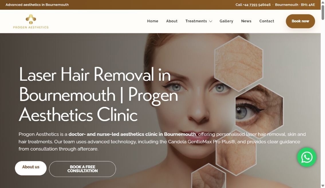 Progen Aesthetics clinic website