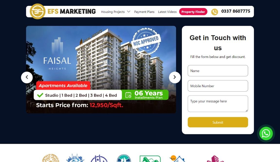 EFS Marketing real estate website homepage screenshot