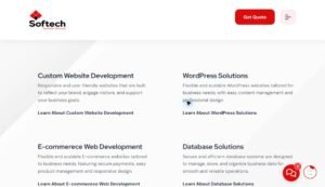 Softech Business Services website homepage screenshot